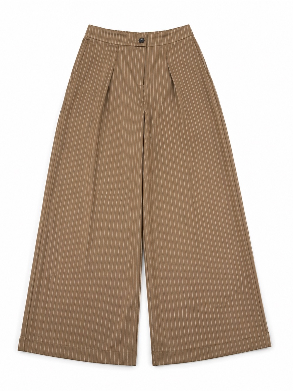 High Waisted Zipper Pocket Wide Leg Striped Work Pants Brown Pinstripe NWT